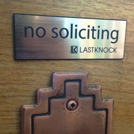 Brushed Copper "No Soliciting" Sign