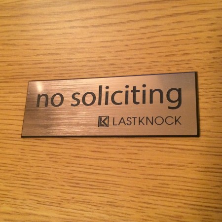 Brushed Copper "No Soliciting" Sign