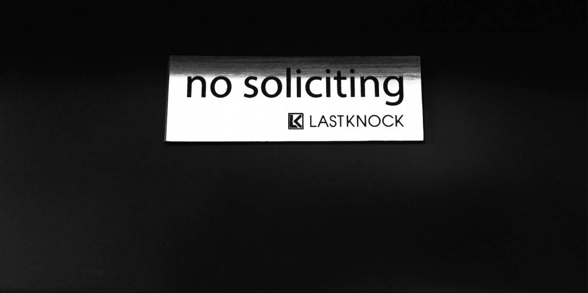 Brushed Silver "No Soliciting" Sign