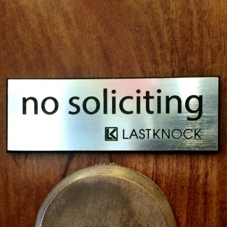 Brushed Silver "No Soliciting" Sign