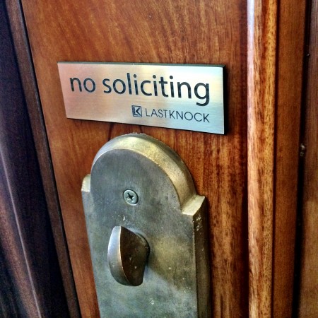 Brushed Silver "No Soliciting" Sign