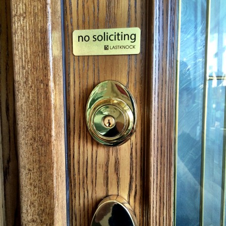 Gold "No Soliciting" Sign