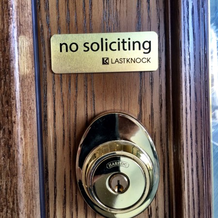 Gold "No Soliciting" Sign