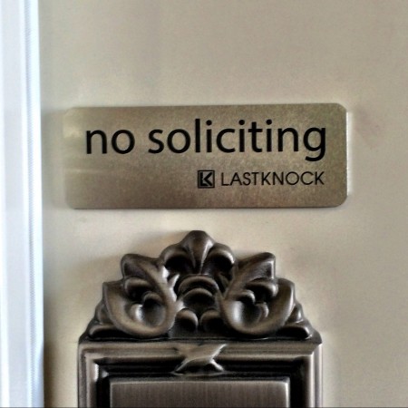 Silver "No Soliciting" Sign