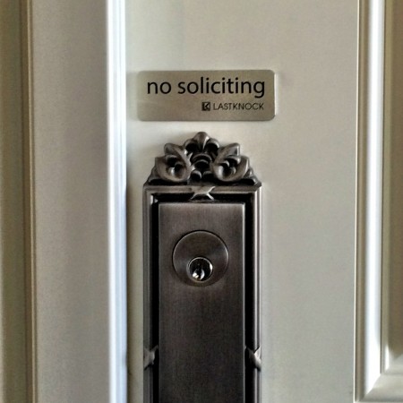 Silver "No Soliciting" Sign