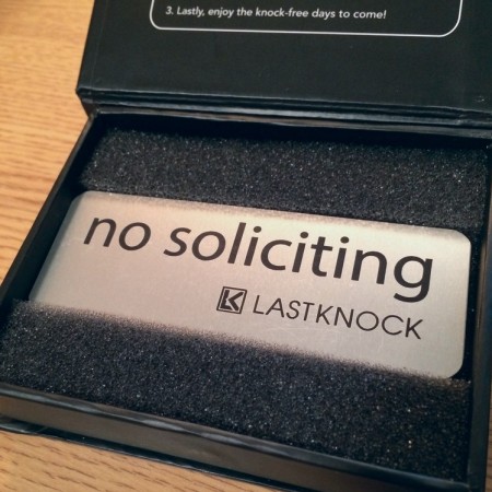 Silver "No Soliciting" Sign